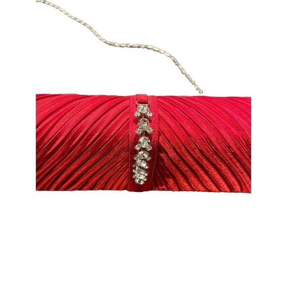 BIJOUX TERNER Women's Clutch Handbag Red with Beadwork - Picture 1 of 6